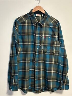 Fjallraven Teal and Olive Plaid Button-Down Shirt
